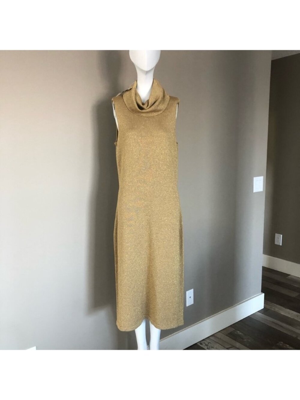 Ralph Lauren Gold Metallic Cocktail Dress Size Medium